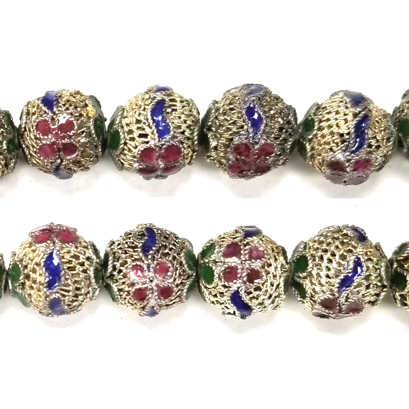 ENAMEL FILIGREE ROUND 10MM GREEN (SILVER)